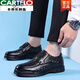 卡帝乐鳄鱼（CARTELO）品牌凉鞋男夏季真皮透气休闲皮鞋男士镂空洞洞鞋软底爸爸鞋 6627黑色镂空 39