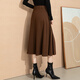 Fanzhen skirt for women 2023 autumn and winter mid-length hip-covered skirt to make slim umbrella skirt temperament versatile A-line skirt Khaki 2XL