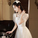 Robe de soirée libaixin champagne pour les femmes 2025 Nouveau niche de luxe léger jupe de gaz de gaz de gabine de gauze haut de gamme Couleur champagne recommandée 110-120jin [Jin est égal à 0,5 kg]