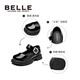 Belle children's shoes, girls' loafers, Mary Jane spring new fashion shoes, British style princess shoes, children's leather shoes, black 35, foot length 21.2-21.6cm