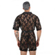 
Men's sex nightgown for men super sexy lace transparent thong bathrobe home clothes set perspective temptation white M