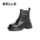 Belle Fashion Retro Martin Boots Mall de magasinage pour femmes même en cuir véritable bottes courtes D3F1DDD4 Black-Single 37 (235 mm)