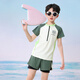 Zailu children's swimsuit boys 2025 new two-piece boxer briefs sun protection hot spring resort swimsuit military green contrasting color 170 XL (recommended height 105-120cm and weight 30-40