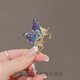 QUAMER Craft Elf Wings Brooch Women's Exquisite Ballet Girl Pin Bow Corsage Design Light Blue Butterfly Pendant Brooch