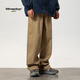 MMOPTOP Japanese retro overalls men's autumn and winter pure cotton loose wide-leg casual pants 8318 Khaki 2XL