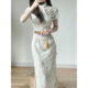 Qeeshine cheongsam Republic of China Style Miss 2025 new improved version dress temperament high-end young girl new Chinese style 846 apricot color [high-quality jacquard embroidery] M