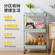 Chuidahuang three-layer storage rack, installation-free folding storage cart, multi-functional shelf storage rack, floor-standing rack, light green