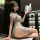 
Manyan Sexy Underwear Sexy Pajamas Women Extremely Dirt Tempting Ancient Style Cheongsam Couple Stimulating Sex Toys Free Thumb Set Embroidered Mesh Perspective Cheongsam Green 8957