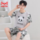 
Cat Man (MiiOW) pure cotton men's pajamas for teenagers loose large size home clothing suit summer short-sleeved cartoon summer men's style short-sleeved shorts - Q1396 light green little white teenager version - L size [85-95Jin [Jin equals 0.5 kg]]