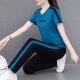 NY-EMMA运动套装女短袖夏季薄款洋气减龄中年棉质休闲时尚跑步服两件套 695宝蓝（长裤套装） XL(建议110-125斤)