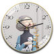 Watches, wall clocks, home internet celebrity living room watches, new style wall-mounted clocks, fashionable, high-value, hole-free quartz clocks, 6628 bubble gum girl, 14-inch (35 cm) curved glass