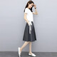 Costume de mode Farodi Robe pour femmes printemps et été Nouveau costume de sport à manches courtes slim 1381 blanc + gris 3xl