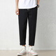 Jewish casual pants for men in summer new loose ice silk straight sport nine-point pants for men conical Korean style trendy trousers 9904 black 3XL