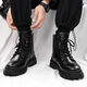 Botas Xier Martin Men Nuevas botas de trabajo de estilo británico de alto contenido Botas de cuero retro de moda Botas de motocicleta de suela gruesa Men Negro 40