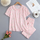 Roseme Roseme Spring and Summer New 14065 Pure Cotton 60 Tribute homenaje Estampado Rose Rose Collar completamente abierto Pajama de manga corta Set azul 160 (M)