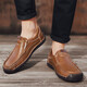 Fat Donglai DL Chaussures pour hommes automne Nouveau mocassins à semelle douce en cuir authentique Chaussures en cuir décontractées à la main de grande taille Men 9918 Brown clair 4427.0