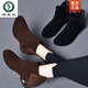 Woodpecker winter new leather frosted short boots soft sole ankle boots Martin boots women's single boots round toe plus velvet cotton boots black single boots 35