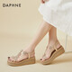 Daphne (DAPHNE) sandals for women's summer high heels summer new single shoes heels thick sole sponge cake student rhinestone fairy style elastic band gold 37 (235mm)