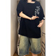 POUM NEU NEUES CHINA KOMPLEISCHEN T-SHIRT FÜR MENSER SOMMER TREND CHINA CHINESS STYLE LOUSS CASHTOTWOLLE HALTELEEVED JUNGE HN-T3524 APRIKOT COLOR L (Empfohlen 110-130jin [Jin entspricht 0,5 kg]))