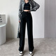Markyinxiang High Wide-leg-leg-leg pantalon à la mode pour les femmes au printemps et automne 2025 Nouveau petit pantalon rétro à patte droite HN684 Retro Blue S (adapté à 80-95 Jin [Jin est égal à 0,5 kg]))