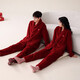 Modal 2 conjuntos de Velvet de Coral Rojo Pajamas El año zodíaco del zodiaco de parejas engrosadas de la boda de la novia de la novia de la novia.
