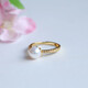 Qichangtang freshwater pearl ring, single full diamond ring, loose ring jewelry, birthday gift for girlfriend, mom, wife, simple freshwater pearl ring