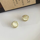 High-end light luxury round cat's eye stone earrings for women niche design unique earrings 2024 new ear jewelry gold circle cat's eye stone earrings one pair