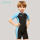 ZOKE children's swimsuit one-piece boys and girls boxer short-sleeved training swimsuit 115604419 black/light blue 14