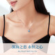 Saint Orchid Ocean Heart Necklace for Women Platinum Clavicle Chain Heart Shape Pendant Birthday Chinese Valentine's Day Gift for Girlfriend and Wife Free Engraving Light Luxury Blue Zirconium Necklace + Certificate