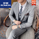 ROMON spring suit men's Korean style casual small suit men's double-breasted British style handsome trendy slim jacket medium gray double-breasted (suit + vest + pants XL (52)