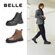 Belle Celebrity same style with Martin boots Comfortable cowhide thick-soled short boots Outdoor casual boots 8NB01DD4 Black-Single 41 (255mm)