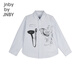 Jnby von Jnby Jiangnan Stoff Kinderkleidung Herbst Herbst Langarm Baumwollhemd süßes Konzertmuster Jungen und Mädchen Kinder 1N7212640 983 Blaue schwarze Streifen/Gitter 120 cm