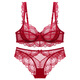 VRSZEE light luxury brand underwear women's thin push-up bra set small breast lace sexy panties temptation bikini burgundy 75B