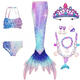 Ruiyang Meerjungfrau Kleidung Prinzessin Schwanz Badeanzug Girl Split Bikini Baby Badeanzug Neues heißes Frühling farbenfrohe dreiteilige Set + Krone + Halskette 4-teilige Set 130 cm