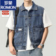 
ROMON 2024 denim vest men's sleeveless vest jacket men's spring and autumn trendy loose versatile work jacket 9215 blue + 9216 black 4XL