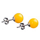 Fat Donglai's same style beeswax earrings for women amber chicken oil yellow old honey earrings S925 silver red blood amber round beads double-sided yellow beeswax 8mm round beads silver earrings