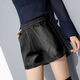 PU leather pants for women 2019 new short a-line autumn and winter pants thin high-waisted loose wide-leg leather shorts for outer wear black M (suitable for 95-110 Jin Jin equals 0.5 kg)