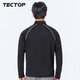 TECTOP quick-drying clothing men's outdoor stand-up collar breathable running elastic long-sleeved T-shirt reflective cycling clothing 035 men's black L