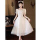 Seidler champagne color evening dress for women 2025 new light luxury high-end banquet princess graduation gift bridesmaids can usually wear light champagne M