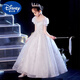 Vestido de noche de Disney Girls 2024 Nuevo princesa de alta gama Princesa Bode Flower Fiesta Fiesta de cumpleaños Show Piano Performance Disfraz White 160