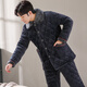 Modal men's pajamas winter coral velvet cotton three-layer thickened flannel spring and autumn warm home clothing set C9921# black gray men's plush L 100-125Jin [Jin equals 0.5 kg] three-layer thickened