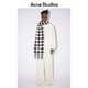 Acne Studios【七夕礼赠】 男女同款 千鸟格羊驼毛流苏围巾披肩两用CA0153 白色/黑色 均码