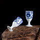 Hongying ceramic blue and white porcelain Chinese style white wine cup set old-fashioned household Jingdezhen ceramic wine set Chinese antique wine jug yellow spirit cup wine divider small wine cup with tray gift box Fuguilian