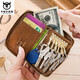 Captain Cattle Leather Goods Captain Cattle Head Cowhide Key Pack Genuine Leather Men's Anti-theft Brushing Key Pack Card Pack Two-in-One Waist Car Key Yellow-brown
