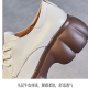 SGPX loafers for women spring new beige cowhide lace platform sole British style versatile deep mouth single shoes black 6CM36
