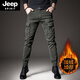 Jeep Spirit2024 Frühlings- und Herbst-neue Arbeithosen Herrenmarke Multi-Tocket Dicked Retro Casual Herrenhosen Schlanke Legginghosen 691 Black 29