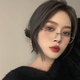 韩聚（HANJU）无框眼镜男可配近视度数防蓝光变色超轻纯钛无边框眼睛女平光镜架 银色12123款 升级1.61 MR-8加硬防辐射镜片