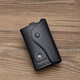 WILLIAMPOLO real cowhide car key bag for men's multi-function waist padlock keychain fashionable car lock Father's Day gift for dad Black plain stripes - top layer cowhide