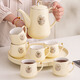 Ruishun tea set set, household water set, cup set, ceramic cup, kettle, tea cup, living room light luxury tea set, cream style crown water set set