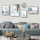 City Lights Modern Simple Living Room Decorative Painting Nordic Style Hanging Painting Sofa Background Wall Mural Creative Combination Light Luxurious Porch Bedroom Decoration Crystal Porcelain Painting Sky High Sea Wide Small Combination (Recommended 2-2.5 Meter Wall) Textured Black PS Frame